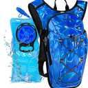 Reflective Hydration Backpack, Hydration Pack - Water Backpack with 2L/3L Hydration Bladder, Essential for Festivals - Rave Hydration Pack for Hiking, Running, Cycling, and Festivals (Dark Blue)