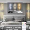 Battery Operated Wall Sconce Set of 2, 10000mAh Rechargeable Wall Light with Remote Control, Dimmable LED Lighting Fixture, Modern Long Line Wireless Light for Bedroom Living Room,Nickel