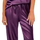 Ekouaer Satin Pajama Set for Women Short Sleeve Silky Pjs 2 Piece Lounge Sets Soft Comfy Sleepwear Loungewear S-XXL (Purple)