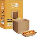 Disposable Paper Food Trays 2lb, 150 Pack Brown Paper Boats - Heavy Duty Holders for French Fries, Nachos, Hot Dogs, Tacos, Popcorn - Grease Resistant Snack Boats for Food Trucks, Parties, Delivery