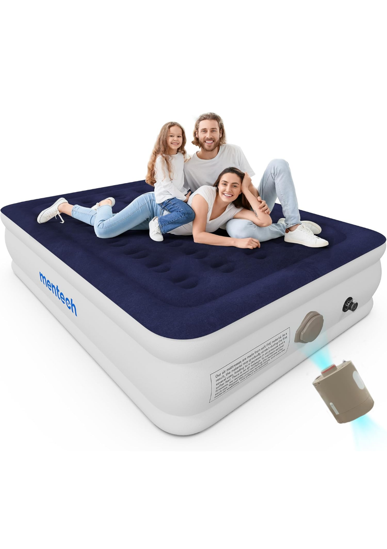 Air Mattress Queen with Built in Pump, 18" Raise Blow Up Luxury Mattress, Fast 2Mins Portable Colchone Inflable,660lbs Max, Cordless Air Bed for Home & Camping