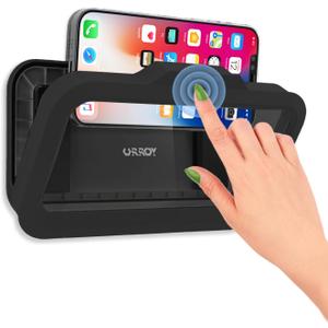 URROY Shower Phone Holder Waterproof One-Touch Open Shower Phone Case Anti-Fog & Sensitive Touchscreen Bathroom Wall Phone Mount Stand Universal Fit for iPhone & Smartphones Gift for Men Women Black
