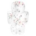 Infant Car Seat Insert, 2 in 1 Baby Car Seat Head Body Support Cushion Pillow, Reversible & Adjustable Baby Headrest for Stroller, Swing, White Floral (Wildflower)