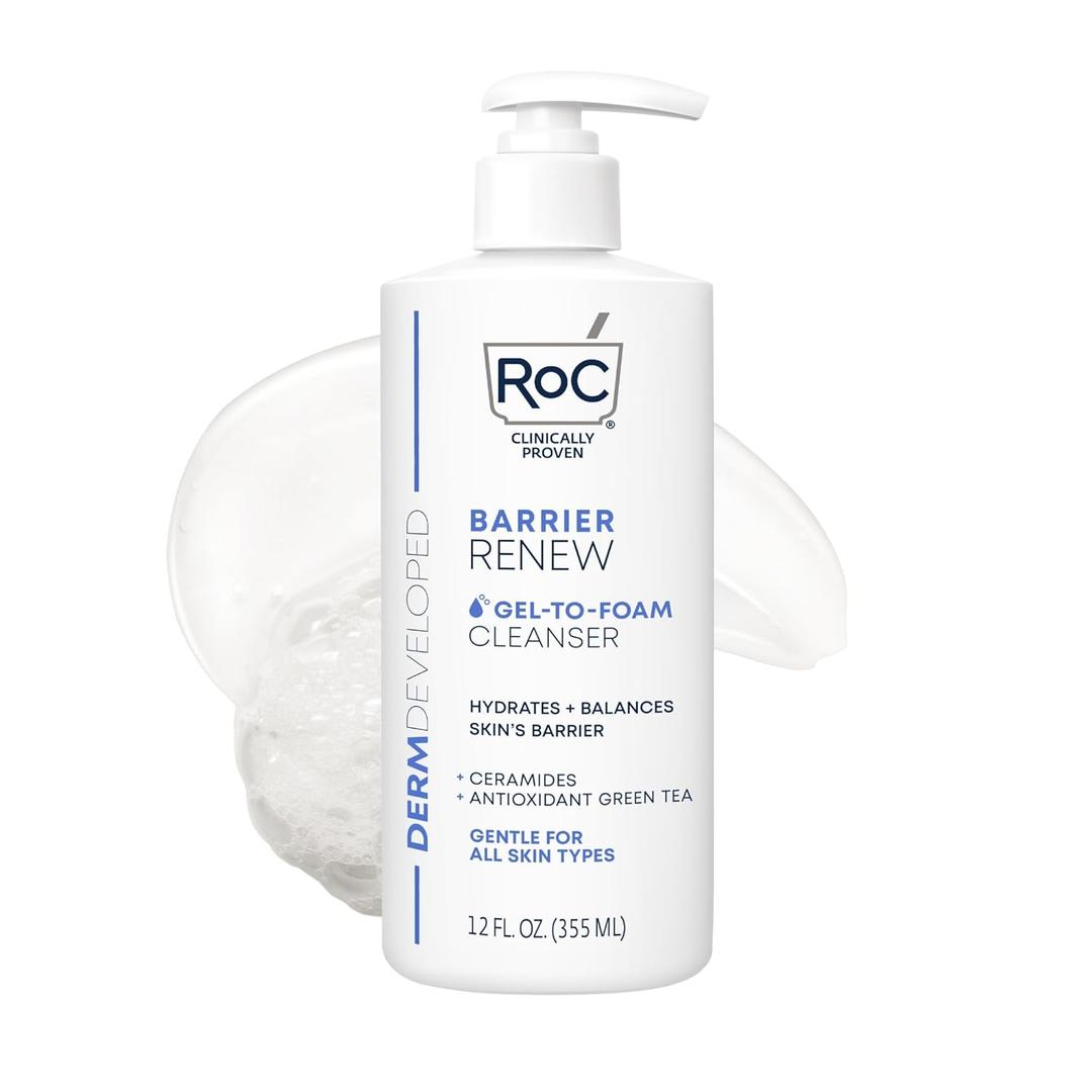 RoC Barrier Gel to Foam Non Drying Foaming Facial Cleanser to Hydrate Skin, facial cleanser for sensitive skin, 12 Ounces (12 Fl Oz (Pack of 1))
