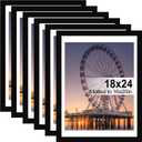 BESCRCL 18x24 Picture Frames Black Set of 6, Poster Frame Display Photo 16x20 or 18x24 without Mat, Wall Hanging Frame with Plexiglass