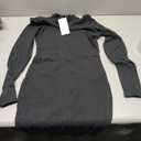 LILLUSORY Womens Mock Neck Ribbed Knit Long Sleeve Party Bodycon Mini Dresses (Medium, Black)