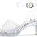 NBUUNBU Clear Strappy Heels For Women Transparent Ankle Strap Platform High Heeled Sandals Sexy Stiletto Comfortable Crystal Dress Shoes Adjustable Buckle Open Toe Pump Mules, Size: 8