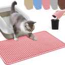 HCY&WLD Cat Litter Mat, Honeycomb Double Layer Cat Litter Trapping Mat, Waterproof Urine Proof Non-Slip, Scatter Control, Less Waste, Easier to Clean, Pink, 30" x 22"