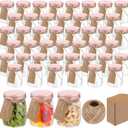 Nitial 50 Pack 5 oz Plastic Jars with Lids Bulk Yogurt Containers with Lids Gift Jars with DIY Craft Twine and Labels Gifts for Birthday Wedding Halloween Christmas Party Favor(Rose Gold,Aluminum Lid) (Rose Gold)