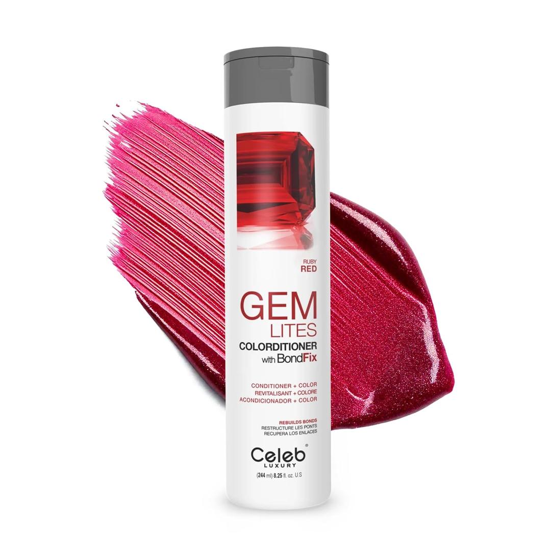 Celeb Luxury Color Depositing Conditioner - Color Refresher with Bondfix Bond Rebuilder, Viral and Gem Lites, Pairs with Colorwash (Ruby)