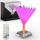 Super Lux 12" Electric LED Menorah  Flowing & Static Color Light Modes, Dynamic Branch Effects, Plug-in Hanukkah Menorah for Window or Tabletop Display