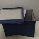 PRANDOM File Organizer Box - Set of 1 Collapsible Decorative Linen Filing Storage Hanging File Folders with Lids Office Cabinet Letter/Legal Size Navy Blue (17x14x11.2 inch)