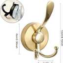 Metal Suction Cup, Heavy Duty Double Hooks for Bathroom, Kitchen, Wall, Cabinet, Car - 2 Pack, Rustproof & Waterproof Adhesive Hooks for Organizing Towels, Keys, Coats, Hats (Gold)