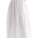 Zebaexf Women Summer Half Sleeve Backless Long White Dresses A Line Flowy Ruffled Vintage Elegant Maternity Dress (White)