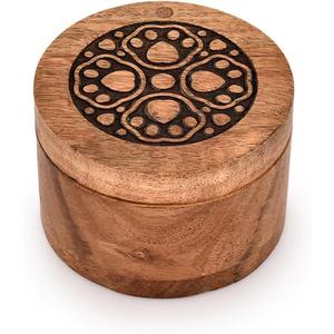 Decorative Urn Acacia Wood Round Wooden Engraved Urns for Cremation Urns for Ashes - Burial Urns - Funeral Urns (3.5" X 3.5" X 2.5")