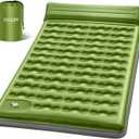 OGERY Double Sleeping Pad, Ultralight Inflating Inflatable Sleeping Pad for Camping with Pillow Built-in Foot Pump, 6" Extra-Thick Reinforced Camping Pad for Hiking, Backpacking, Tent, Green