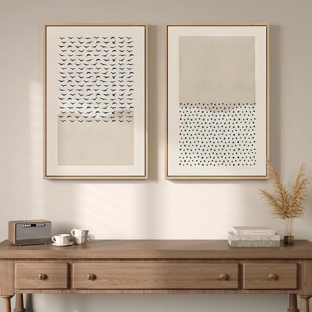 Framed Minimalist Christian Wall Art, Set of 2 Neutral Beige Biblical Prints, Abstract Artwork Decor for Living Room, Bedroom, Office, Prayer Room Decor, 16x24 Inch, 16" W x 24" H x 2Pcs
