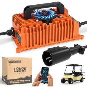 10L0L 15A/48V Golf Cart Battery Charger with OBC Wire Compatible with Club Car DS & Precedent, Upgrade The APP Bluetooth Function, IP67 Waterproof, Supports 3 Kinds of Battery Charging (Orange)