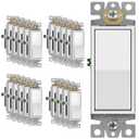 Enerlites Light Switch On/Off Paddle Wall Switch 91150-W | 15 Amp, 120V/277V, AC, Single Pole, 3 Wire, Grounding Screw, Residential and Commercial Graded Light Switch, UL Listed | White - 20 Pack (Wall Plate Not Included)