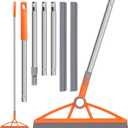 wlich 2-in-1 Air Broom, 180 Rotating 54 Inch Adjustable Silicone Rubber Broom Includes 2 Scraping Strips, Sweep and Silicone Tools with Long Handle for Cleaning Bathrooms,Glass,Tiles,Pet Hair