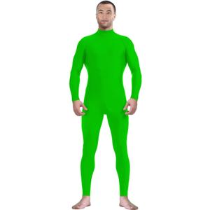 Aniler Men's and Women's Spandex Headless and Without Gloves Socks Zentai Costume Bodysuit Stretchy Cosplay Unitard Body Suit (Lime Green). Size XL