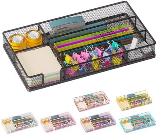 Becomrock Desk Drawer Organizer Tray, Office Drawer Organizer, Workspace Organizers, Suitable for Tools, Pencils, Office Supplies Storage (Black)