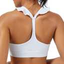 TDCQZY Women's Sports Bras Ruffled Y Back Padded Racerback Supportive Workout Yoga Bra (White, XL)