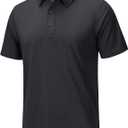 MAGCOMSEN Men's Polo Shirts Short Sleeve Dry Fit Golf Shirts Moisture Wicking Performance Athletic Casual Collared Shirt (Black, XL)