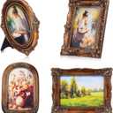 Geetery 4 Pcs Vintage Picture Frames Set, Bronze Ornate Baroque Frames for Gallery Wall, Antique Victorian Decorative Photo Frame for Tabletop or Wall Display, Shabby Cottagecore Home Decor