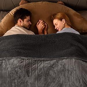 Bearhug Heated Blanket King Size 100" x 90" Dual Controller Electric Weighted Blanket, Velvet/ Sherpa 10 Heating Levels & 1-12H Auto Off, Over-Heat Protect, ETL, Machine Washable