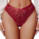 Avidlove Women Sexy Panties Lace Cheeky Panty Rhinestone Bikini Underwear 1-4 Pack (Red, L)