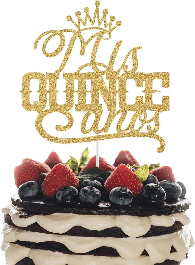Mis Quince Anos Cake Topper, Feliz 15 Anos, Happy 15th Birthday Party Decorations, Mis Quince Decor, Cheers to 15 Years Birthday Decor Gold Glitter