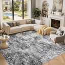 DMOYEST Area Rug Living Room Rugs - 10x14 Abstract Large Soft Indoor Washable Rug Neutral Modern Low Pile Carpet for Bedroom Dining Room Farmhouse Home Office - Grey