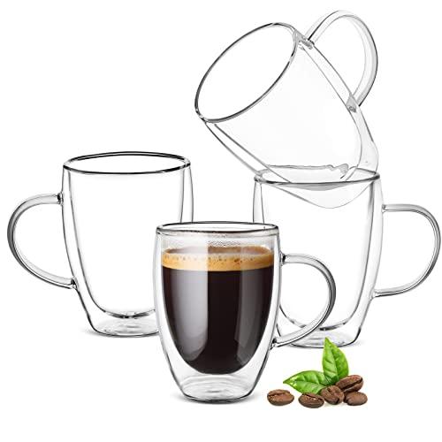 Ulrikco 12oz Double Walled Glass Coffee Mugs with Handle, Clear Cappuccino Glass Mug Set of 3, Insulated Layer Coffee Cups, Clear Borosilicate Glass Mugs, Glasses Espresso Mugs for Coffee Ulrikco 12oz Double Walled Glass Coffee Mugs with Handle, Clear Cappuccino Glass Mug Set of 3, Insulated Layer Coffee Cups, Clear Borosilicate Glass Mugs, Glasses Espresso Mugs for Coffee