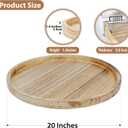 Round Ottoman Tray for Coffee Table Living Room Wood Serving Tray Large Wooden 20 Inches Rustic Torched