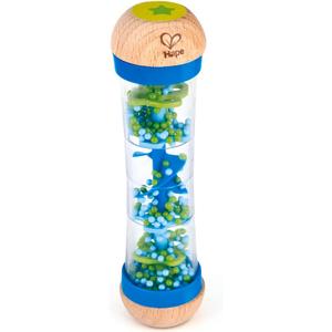 Hape Beaded Raindrops | Mini Wooden Musical Shake & Rattle Rainmaker Toy, Blue, Model Number: E0328B