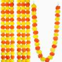 ACRYCS 6 Pcs Marigold Garland for Decoration Artificial Marigold Flowers Garland for Pooja Diwali Wedding Christmas Events 5ft Long Strands Diwali Hanging Garlands for Indian Party Decor Yellow Orange