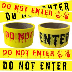 2Pcs Halloween Decorations Caution Tape - 2 inch x 164 feet Do Not Enter Caution Tape Roll Yellow Scary Hazard Warning Tape Safety Outdoor DIY Spooky Decorative for Party,Door,Danger Areas,Indoor
