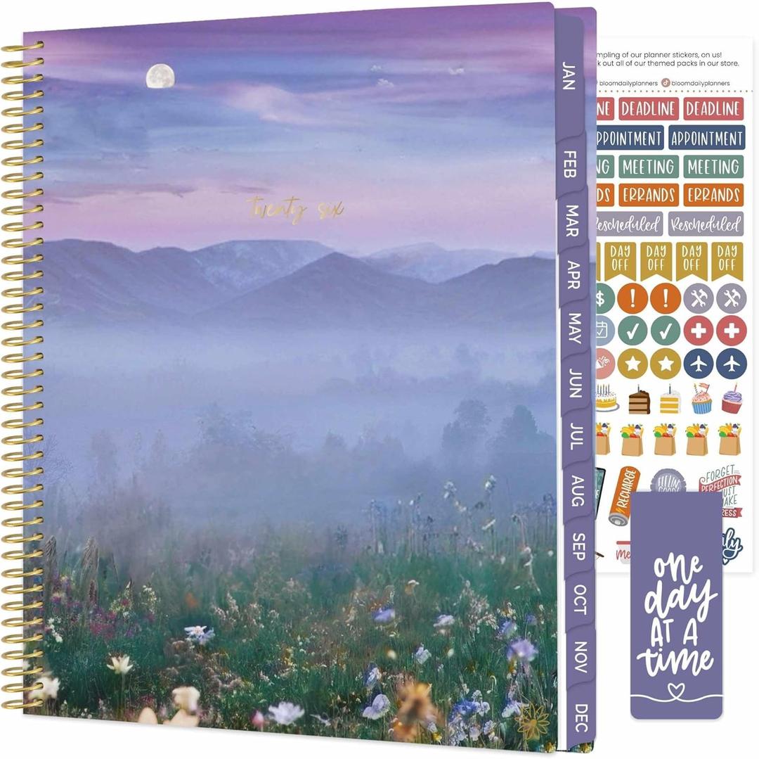 bloom daily planners 2026 Planner (January to December) - 8.5 x 11 Weekly & Monthly Dated Agenda Organizer Book with Stickers & Tabs - Flexible Soft Cover - Mystical Mountains