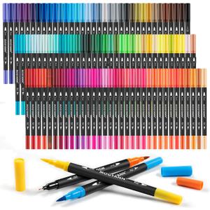 Mogyann Markers for Adult 100 Colors Dual Tip Pens with Fine and Brush Tip for Coloring and Calligraphy Drawing (Multicolor)
