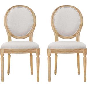 Christopher Knight Home Phinnaeus Polyester Beige Fabric Dining Chair (Set of 2), 2-Pcs Set