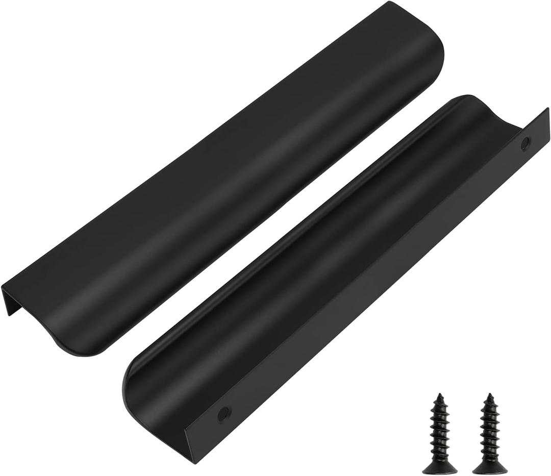 Goldenwarm 10 Pack Kitchen Cabinet Handles 6-1/4 Inch Black Finger Pulls for Cabinets Edge Pulls Black Kitchen Hardware for Dresser Drawers, Aluminum Alloy (Hole Center:160mm(6.25in))