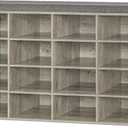 Shoe Storage Bench with Cushion, 16-Cubby Shoe Rack with Seat