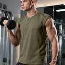Mens Gym Tank Tops Sleeveless Shirts Cut Off Quick Dry Muscle Shirt Running Beach Loose Fit Tee (XXL)