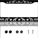 Tribal Elephant License Plate Frame Animal License Plate Holder Personalise Stainless Steel Funny Design Compatible with Standard License Plate Frames for USA Canada 6 X 12 Inch 2 Holes with Screws