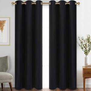 Diraysid Blackout Curtains for Bedroom Grommet Thermal Insulated Room Darkening Curtains (42 x 84 Inch, 2 Panels, Black)