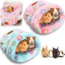 Wenqik 2 Pcs Guinea Pig Hideouts Guinea Pig Bed Washable Bunny Bedding Cuddle Warm Small Pet Sack Supplies Portable Pet Carrier Cage Nest Accessories for Cage(Green, Pink,Flowers)