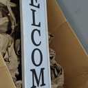 Welcome Sign for Front porch Standing 45"X9"Large Wood Frame Outdoor Tall Welcome Signs Vertical Decor for Farmhouse Rustic Home Modern Outside Front Door Wall Decorations, White