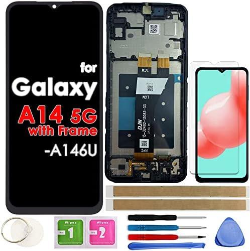 LCD Screen Replacement Touch Display Digitizer Assembly with Frame for Samsung Galaxy A14 5G A146 SM-A146 SM-A146U SM-A146U1 SM-A146U1/DS 6.6 inch