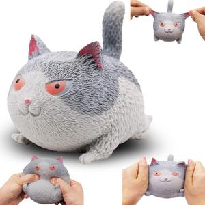 Squishy Fidget Sensory Stress Cat-Shaped Toys for Children Adults Teens Kids, Decompression Squeeze Relief Calming Toys for Kids and Adults,Anxiety Relief (Gray)